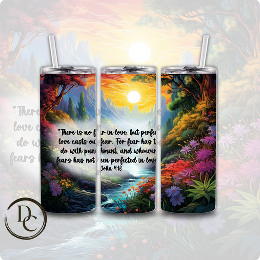 1 John 4:18 Bible Verse Religious 20 oz Custom Sublimation Tumbler Stainless Steel Insulated 