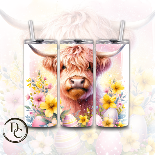 Easter Highland Cow Decorated Eggs 20 oz Custom Sublimation Tumbler Stainless Steel Insulated # 20