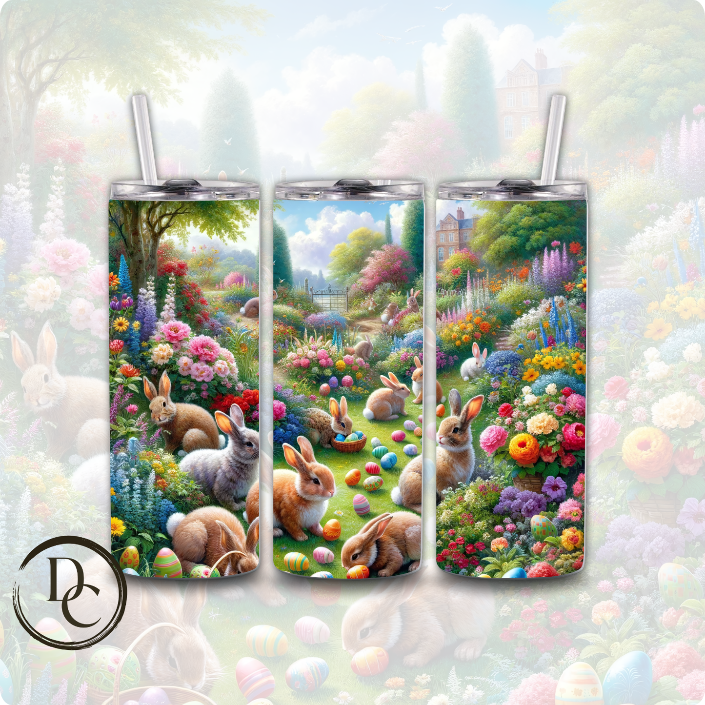 Easter Bunny Floral 20 oz Custom Sublimation Tumbler Stainless Steel Insulated #22