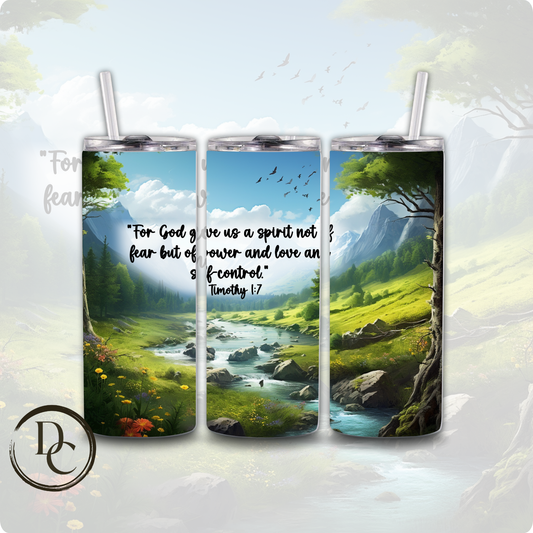 2 Timothy 1:7 Bible Verse Religious 20 oz Custom Sublimation Tumbler Stainless Steel Insulated 