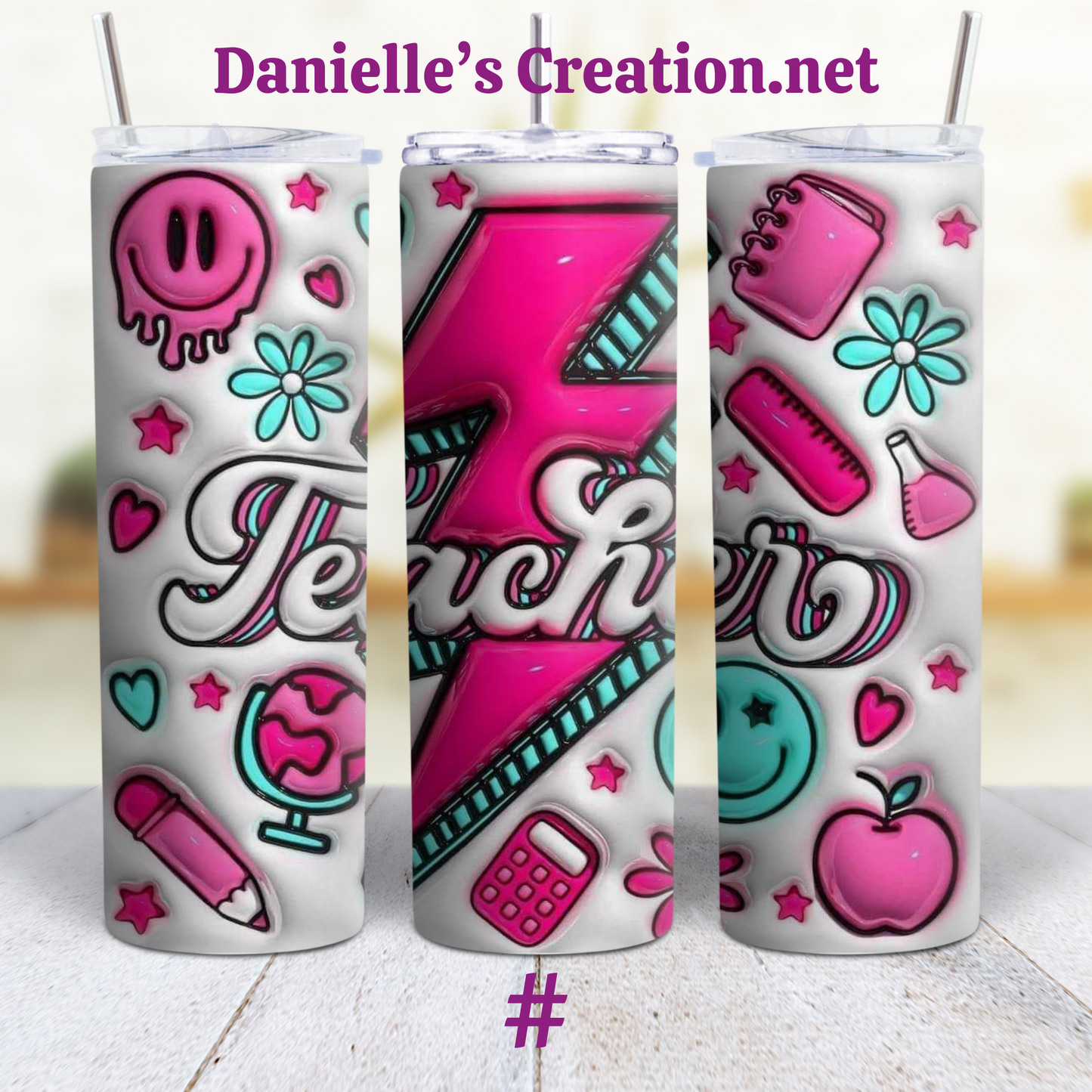 Can't talk right Now Doing Teacher Stuff Teacher 3d Puff 20oz Custom Sublimation Tumbler Stainless Steel