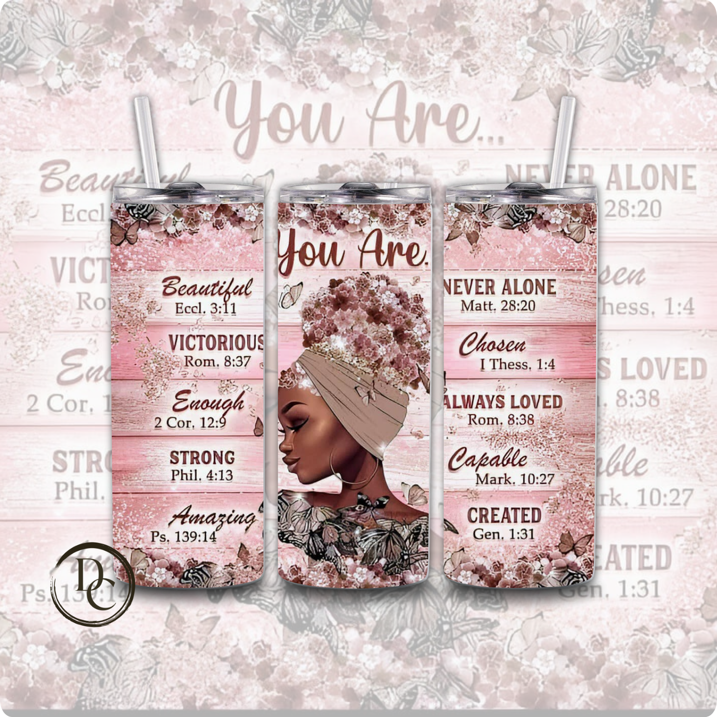 I am Determined Worthy Blesses Women 20 oz Custom Sublimation Tumbler Stainless Steel 14