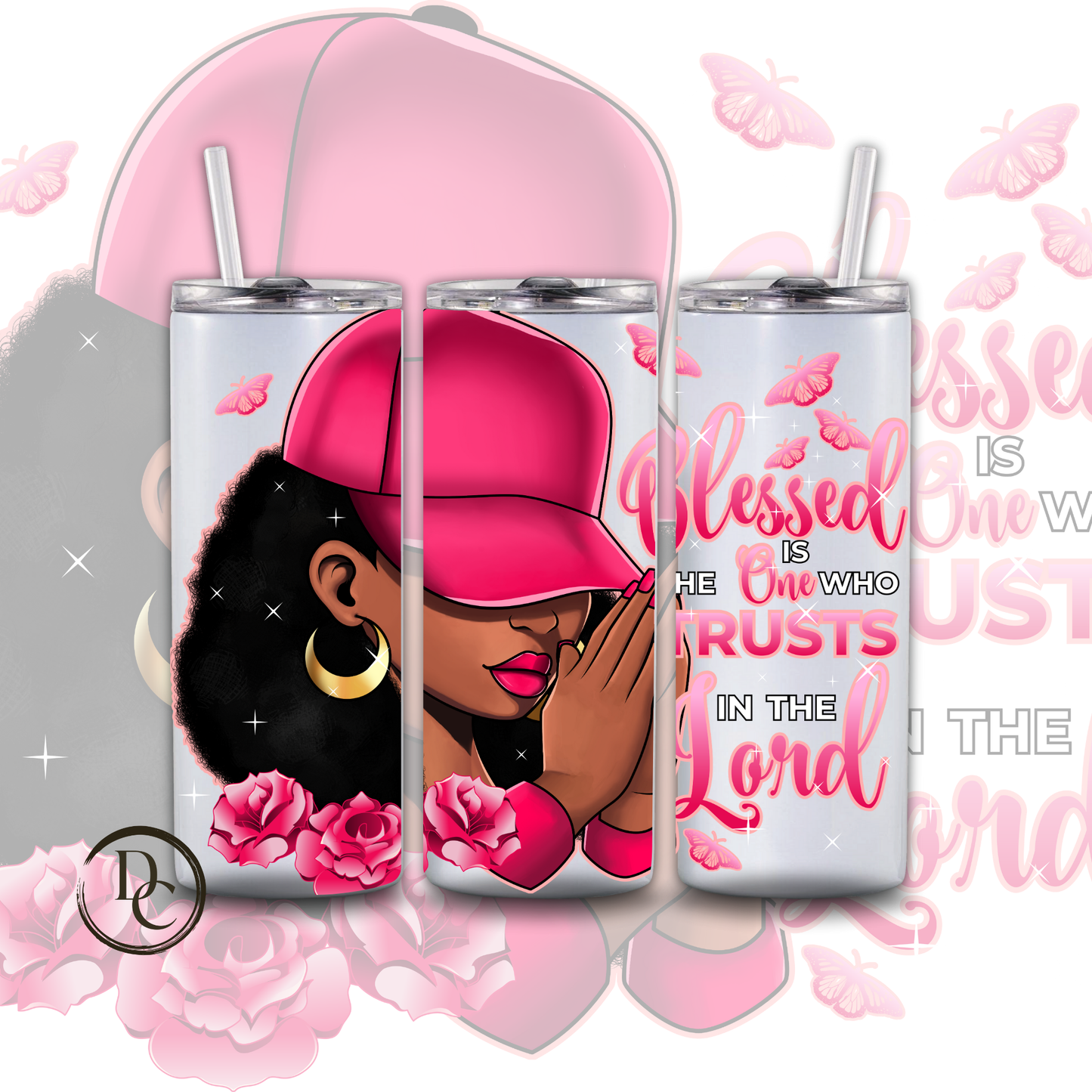 I am Determined Worthy Blesses Women 20 oz Custom Sublimation Tumbler Stainless Steel 14