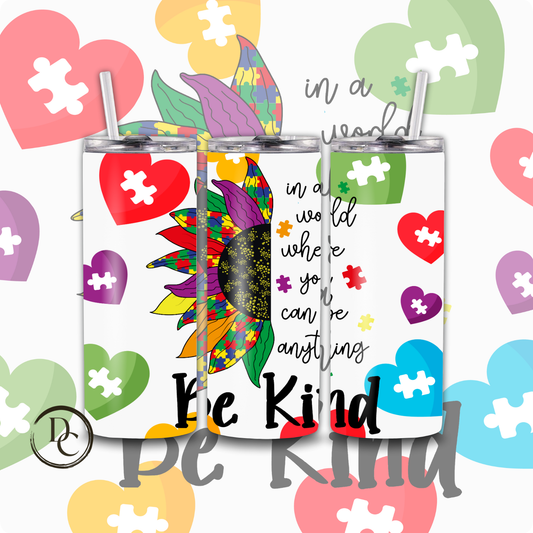 Autism BE KIND 20 oz Custom Sublimation Tumbler Stainless Steel 10