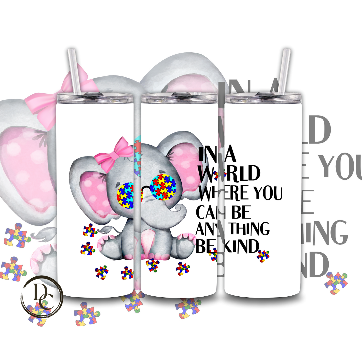 DAD OF A WARRIOR AUTISM 20 oz Custom Sublimation Tumbler Stainless Steel 21