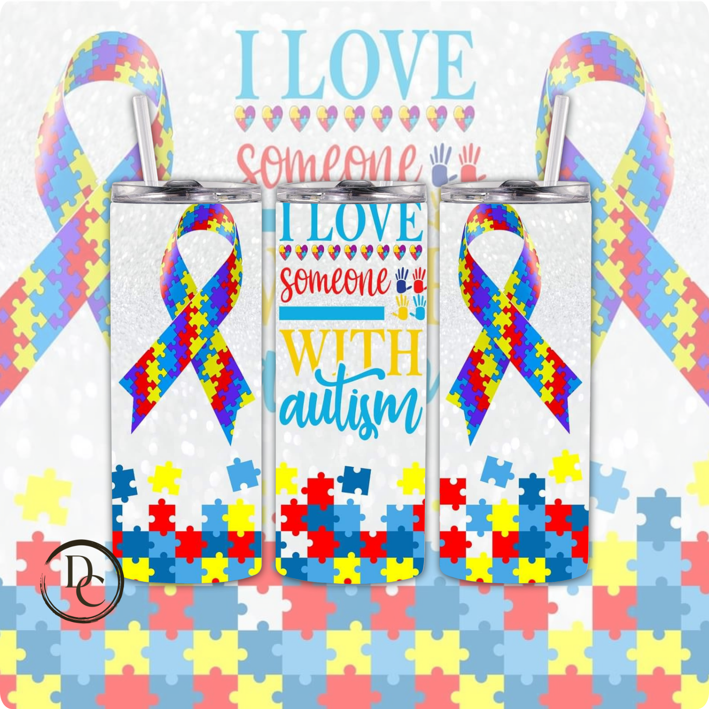 Always Unique Totally Intelligent AUTISM 20 oz Custom Sublimation Tumbler Stainless Steel 35