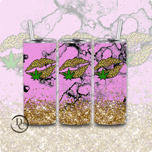 Glitter LIPS CANNABIS/ Weed /420/20 oz Custom Sublimation Tumbler Stainless Steel 30