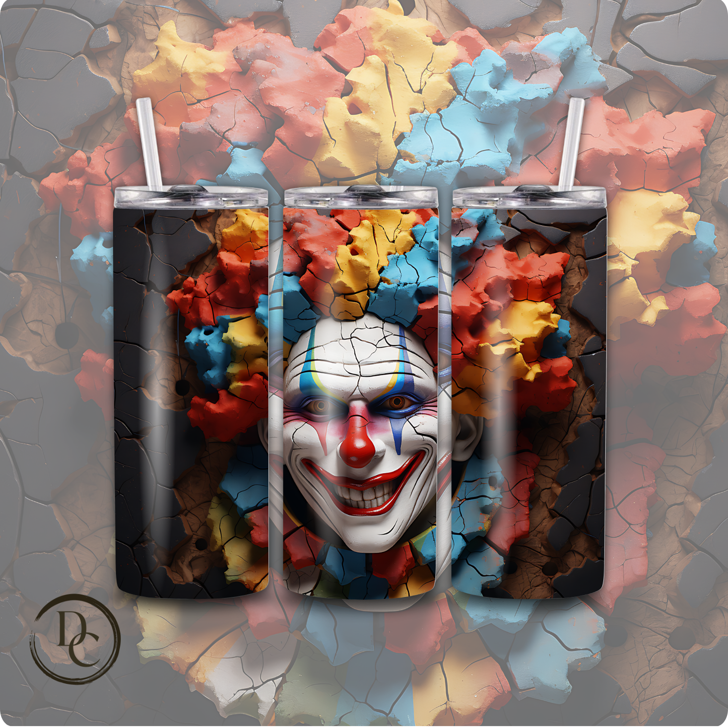 Clown/ Horror/ Halloween 20 Oz Skinny Custom Sublimation Tumbler Stainless Steel 12