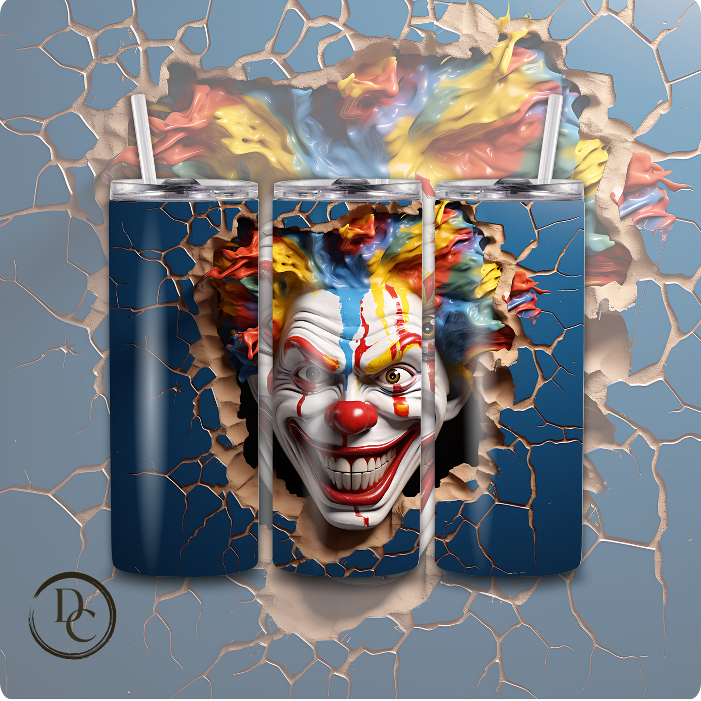 Clown/ Horror/ Halloween 20 Oz Custom Sublimation Tumbler Stainless Steel  25