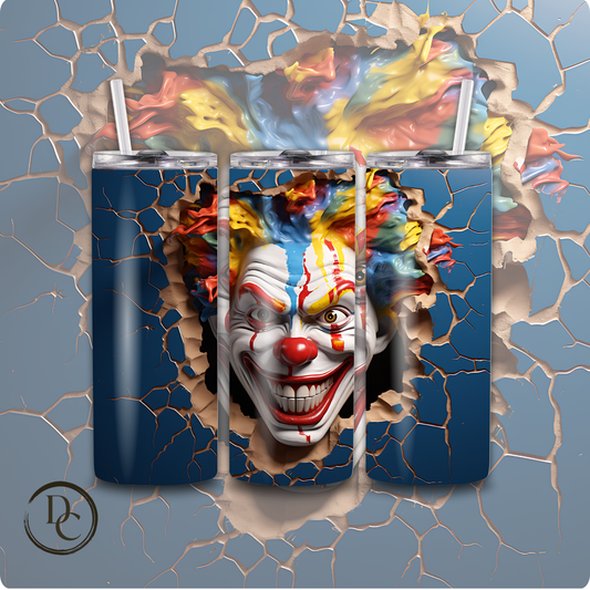 Clown/ Horror/ Halloween 20 Oz Skinny Custom Sublimation Tumbler Stainless Steel 18