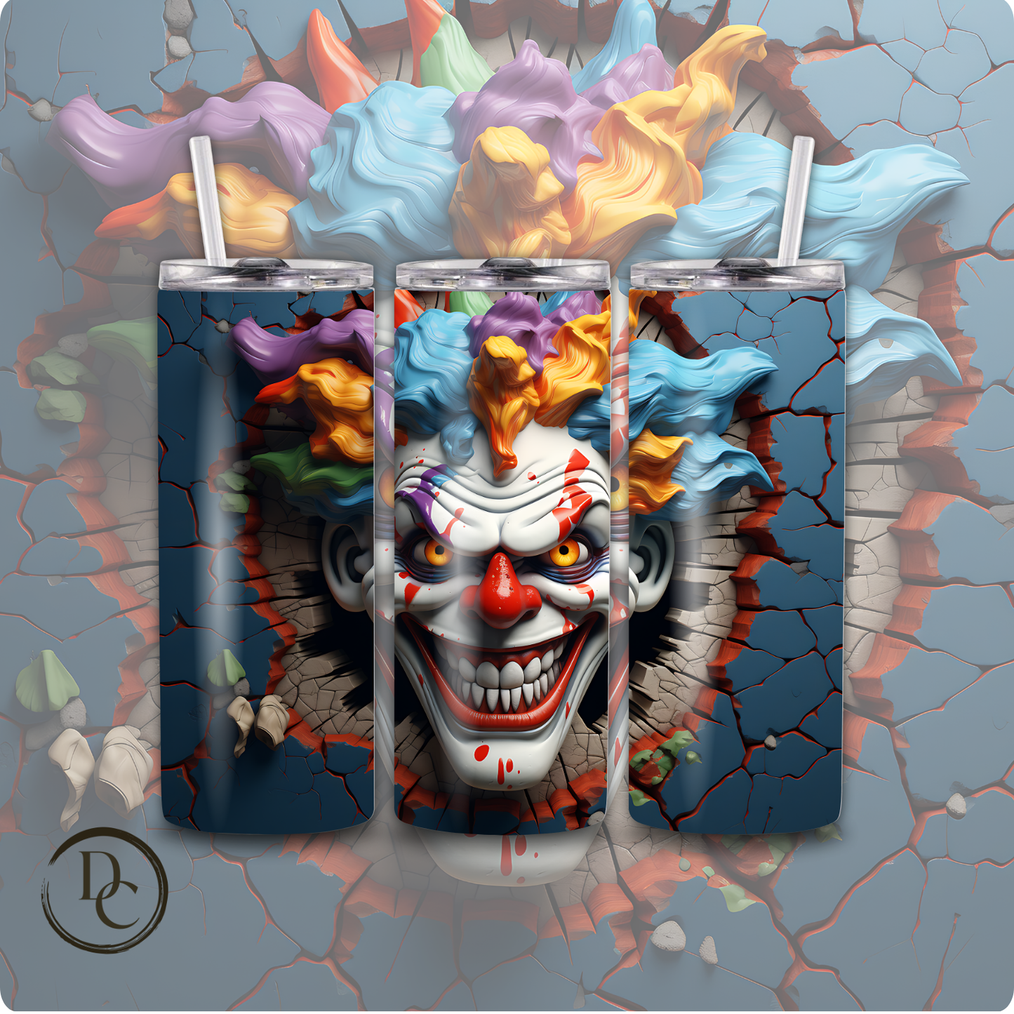 Clown/ Horror/ Halloween 20 Oz Custom Sublimation Tumbler Stainless Steel  25