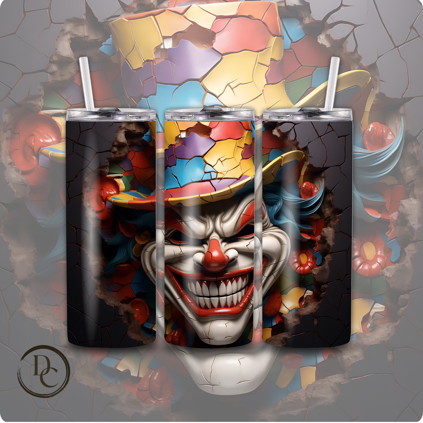 Clown/ Horror/ Halloween 20 Oz Custom Sublimation Tumbler Stainless Steel  25