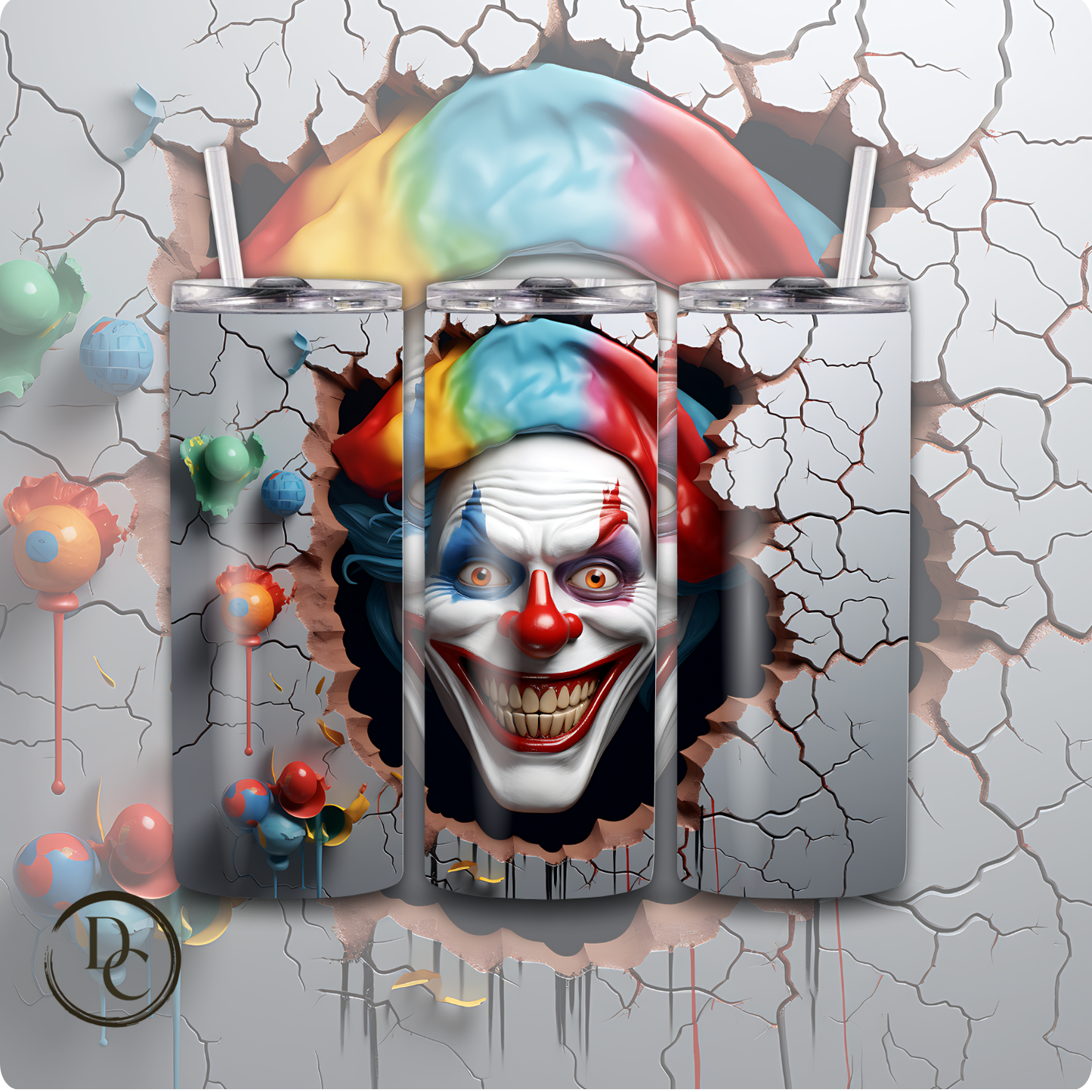 Clown/ Horror/ Halloween 20 Oz Custom Sublimation Tumbler Stainless Steel  25