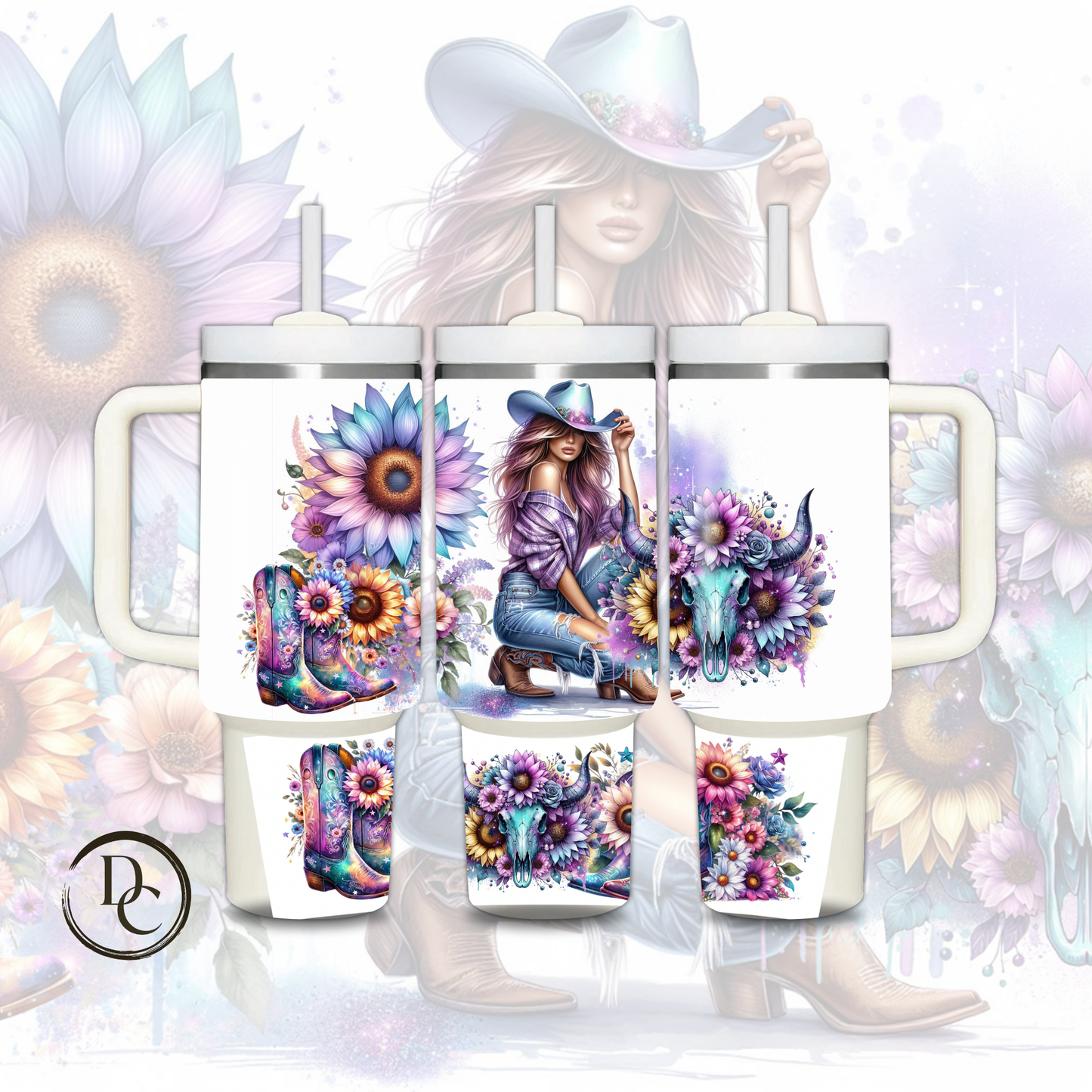 Cowgirl Floral30 oz & 40 Oz Custom Sublimation Tumbler Stainless Steel Insulated