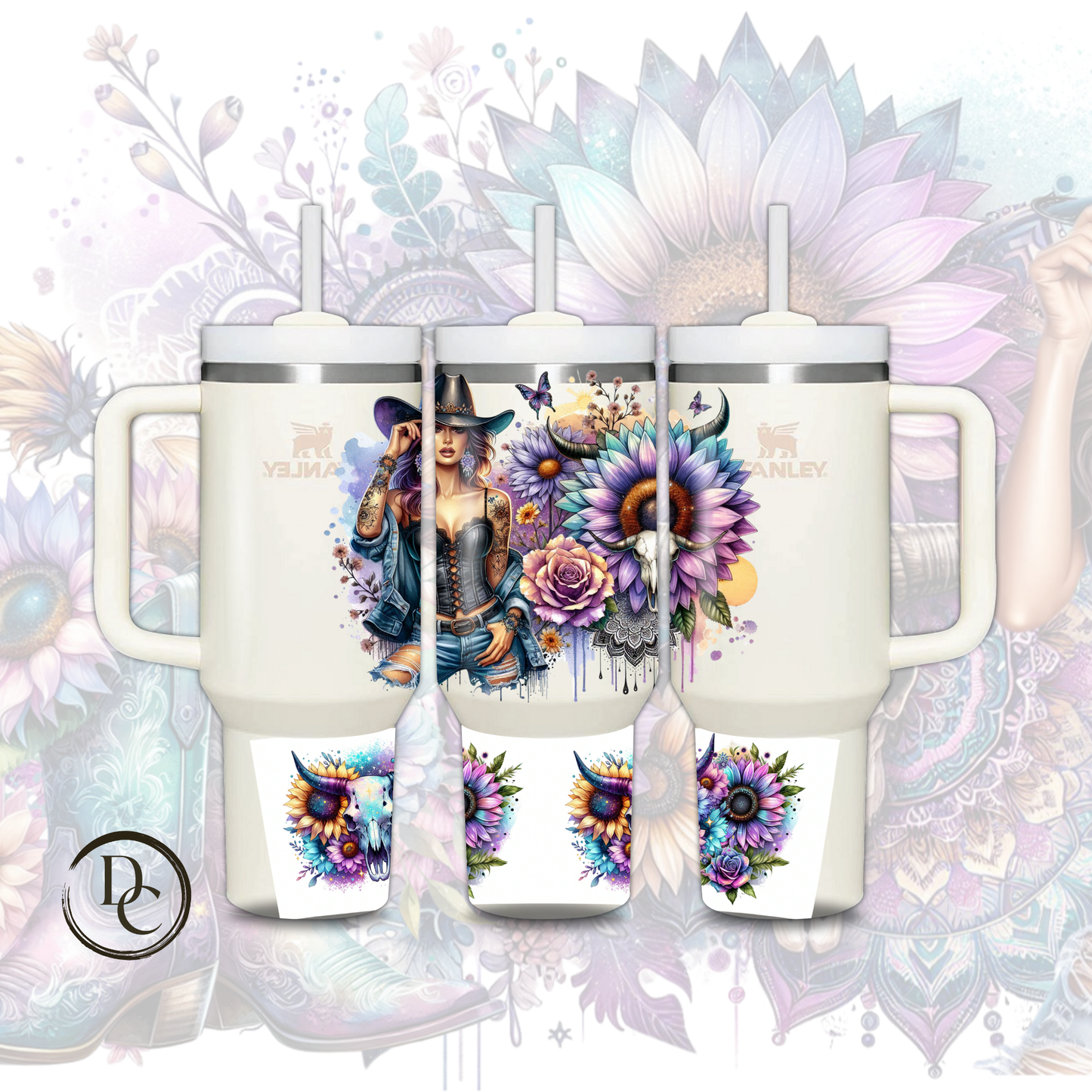 Cowgirl Floral30 oz & 40 Oz Custom Sublimation Tumbler Stainless Steel Insulated