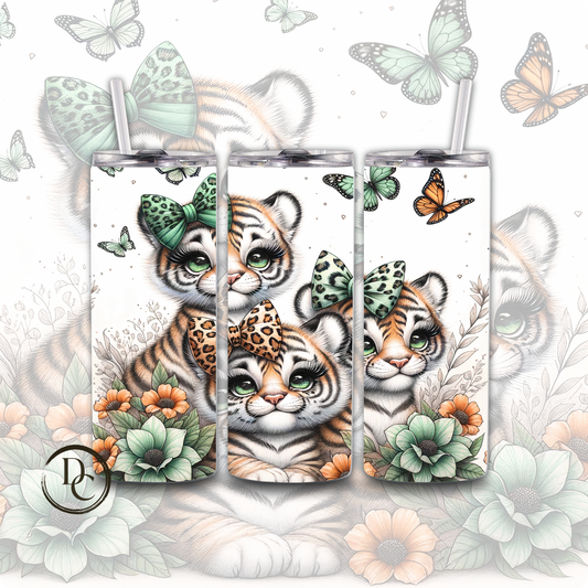 Tigers Cute Bow Animals 20 oz Custom Sublimation Tumbler Stainless Steel 12