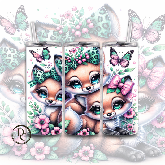 Fox Cute Bow Animals 20 oz Custom Sublimation Tumbler Stainless Steel 18