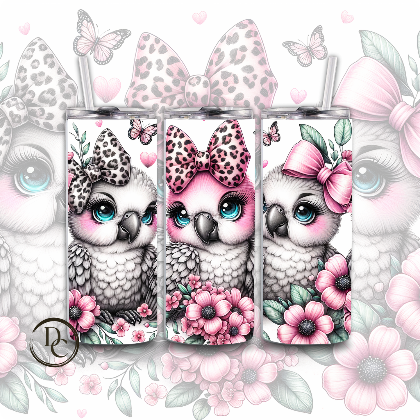 Chicken Cute Bow Animals 20 oz Custom Sublimation Tumbler Stainless Steel 21