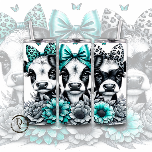 Cow Cute Bow Animals 20 oz Custom Sublimation Tumbler Stainless Steel 7