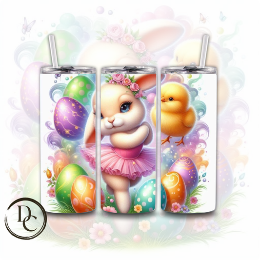 Dancing Bunny Chick Egg 20 Oz Custom Sublimation Tumbler Stainless Steel Insulated