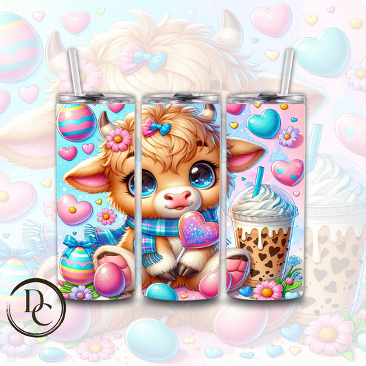 Easter Highland Cow Coffee 20 oz Custom Sublimation Tumbler Stainless Steel Insulated