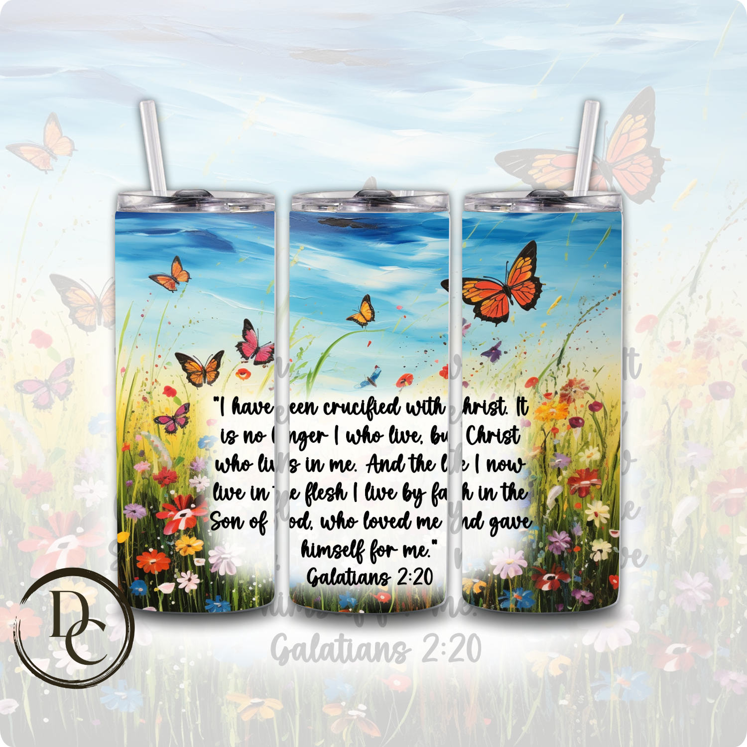 Galatians 2:20 Bible Verse Religious 20 oz Custom Sublimation Tumbler Stainless Steel Insulated 