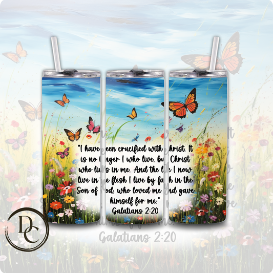 Galatians 2:20 Bible Verse Religious 20 oz Custom Sublimation Tumbler Stainless Steel Insulated 