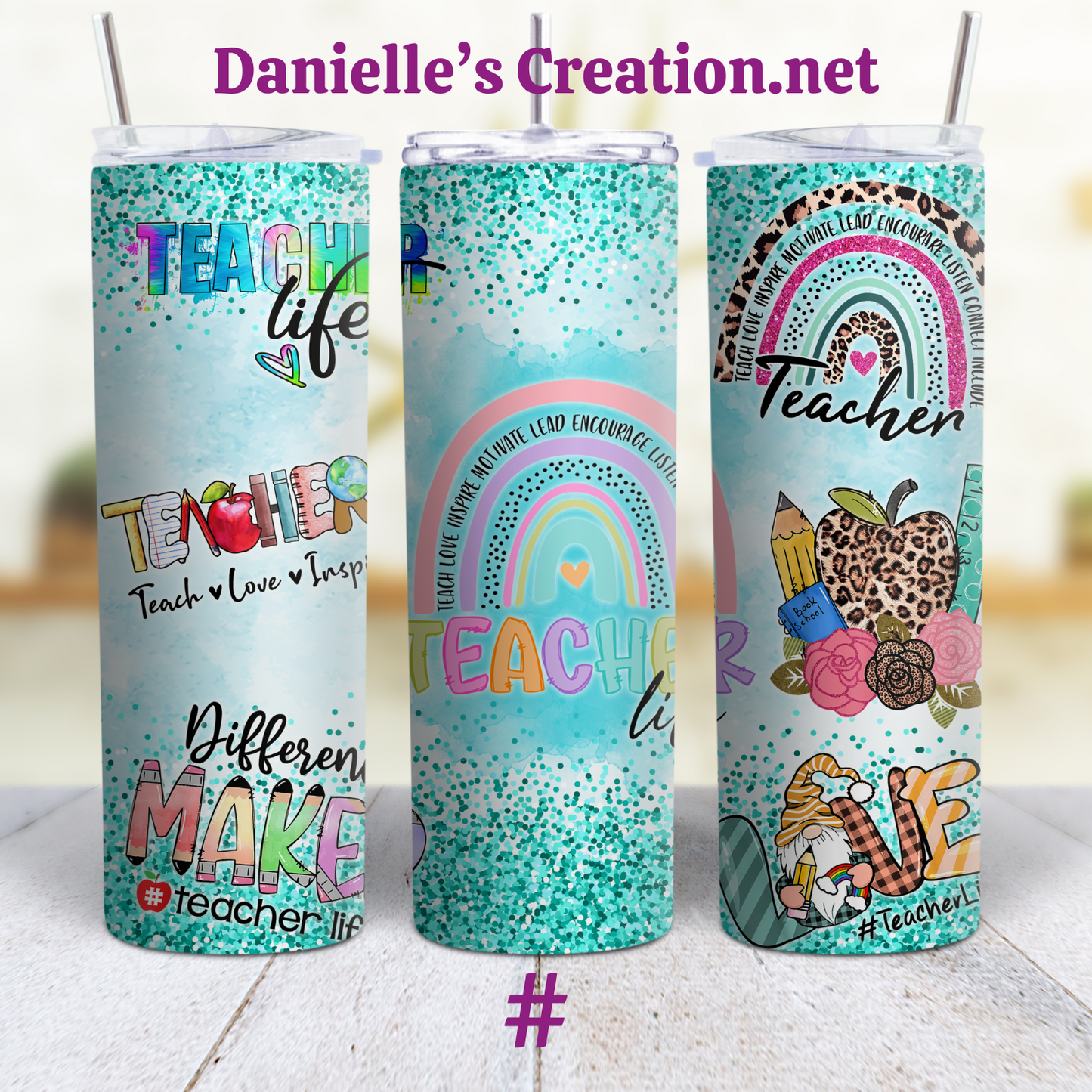 Teacher Life Teacher 20 oz Custom Sublimation Tumbler Stainless Steel 6