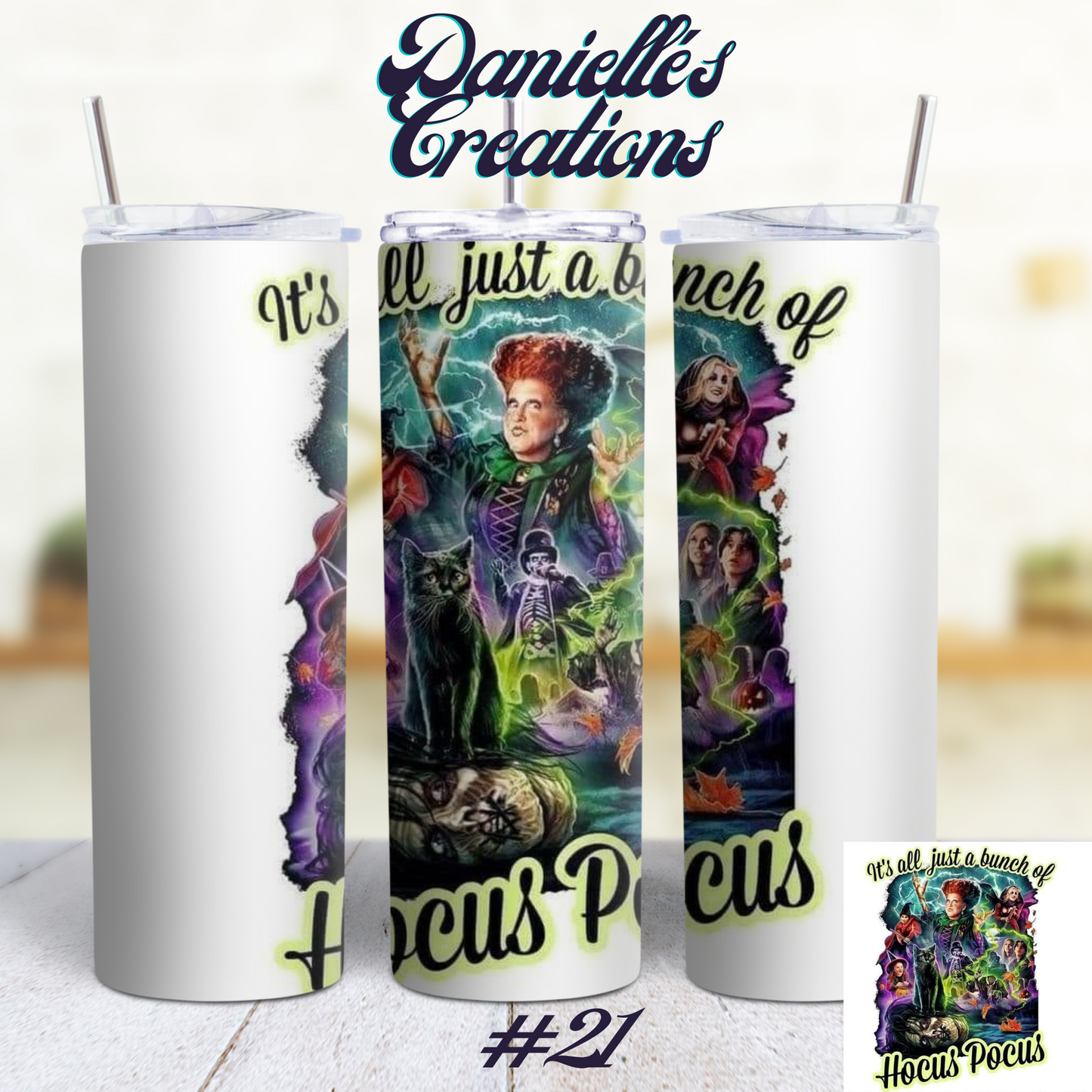 Hocus Pocus Halloween 20 oz Custom Sublimation Tumbler Stainless Steel 16