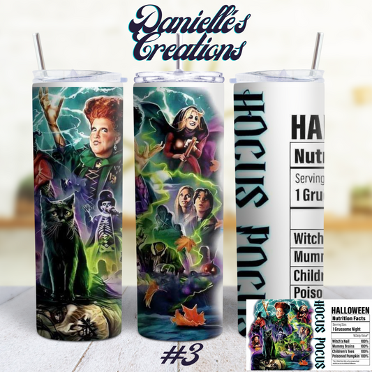 Hocus Pocus Halloween 20 oz Custom Sublimation Tumbler Stainless Steel 3