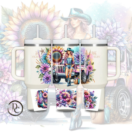 Jeep Cowgirl 30 oz & 40 Oz Custom Sublimation Tumbler Stainless Steel Insulated