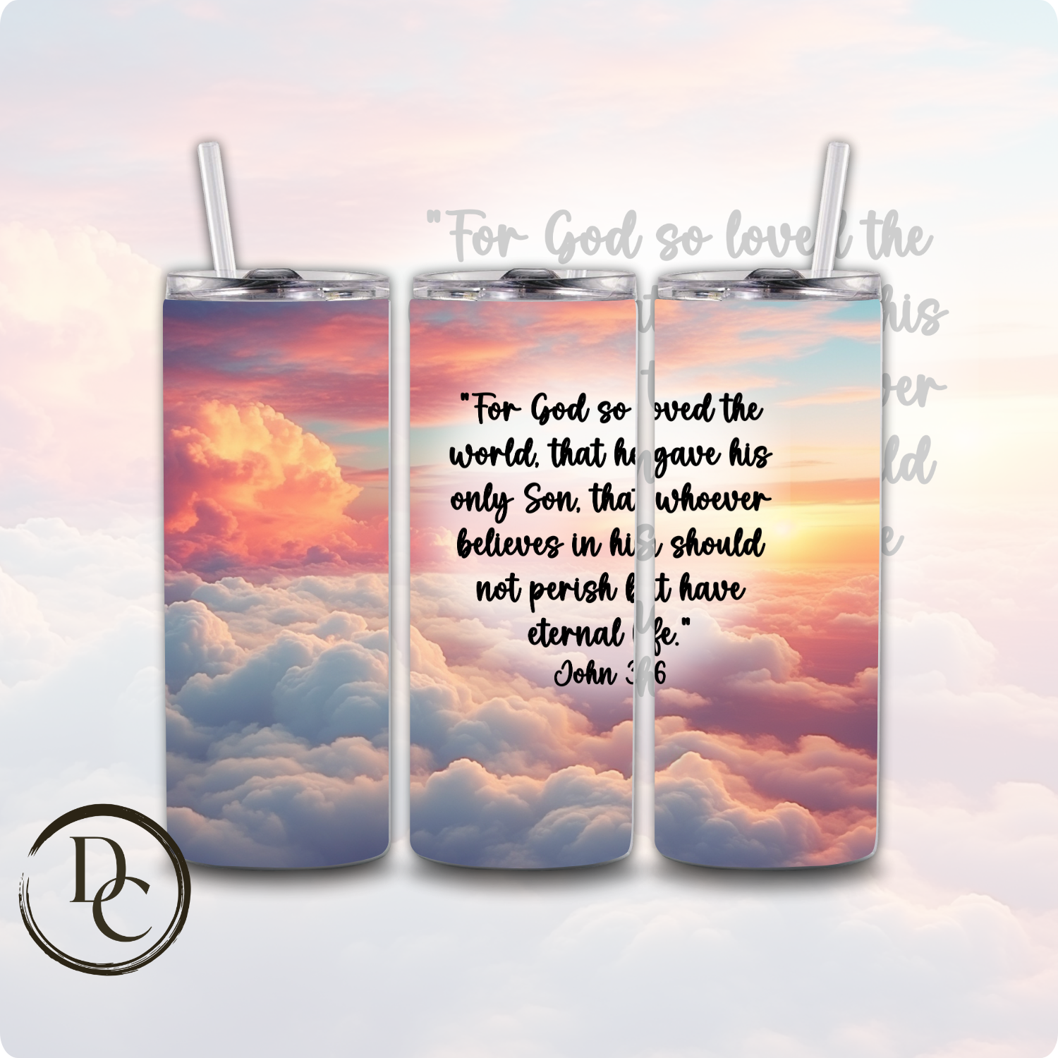 John 3:16 Bible Verse Religious 20 oz Custom Sublimation Tumbler Stainless Steel Insulated 