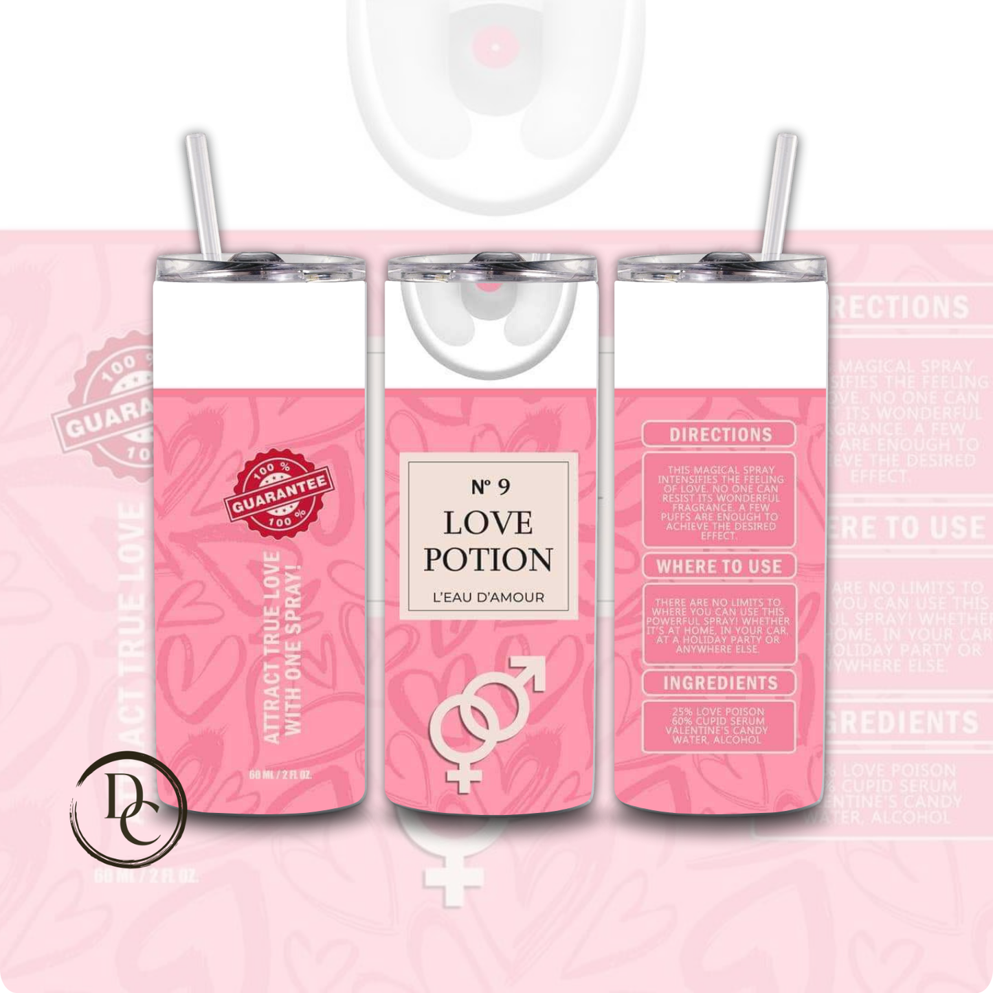 Love Postion Valentines 20 oz Custom Sublimation Tumbler Stainless Steel 4