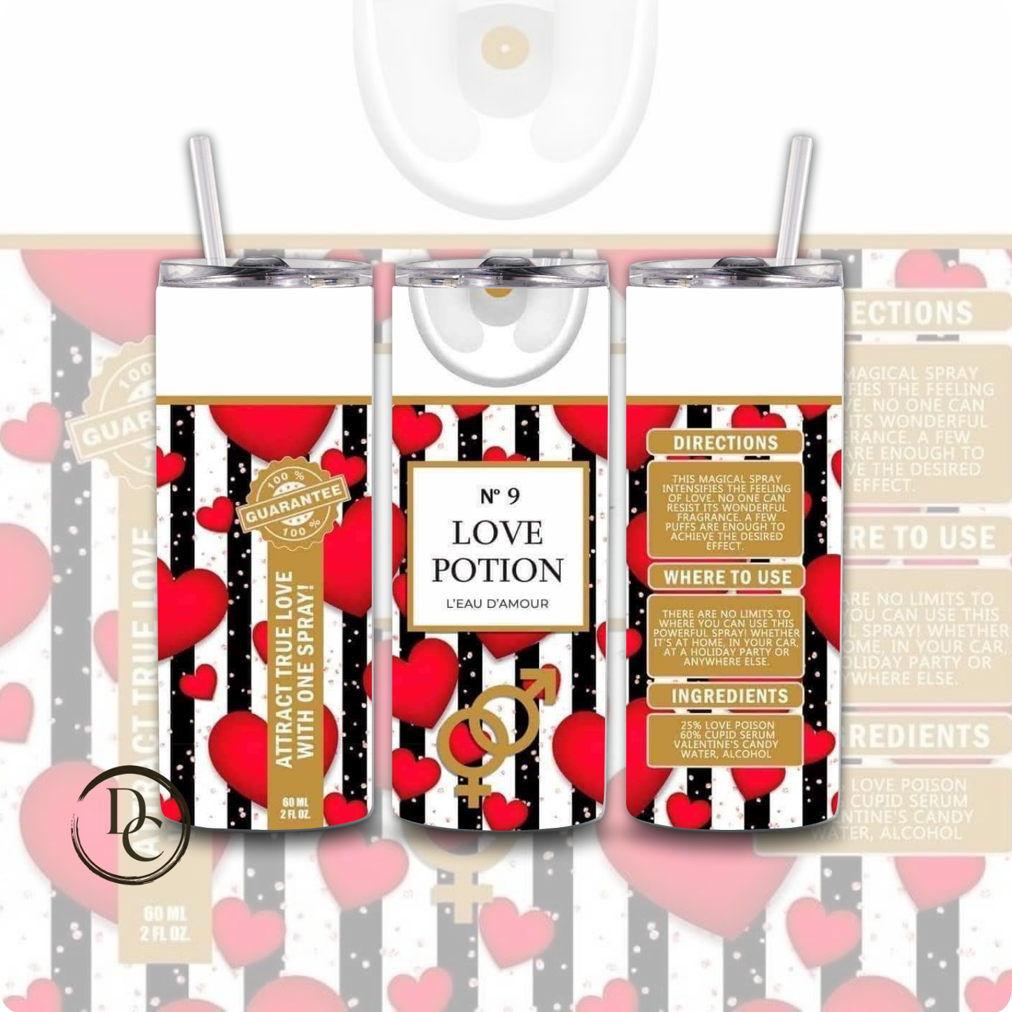 Love Postion Valentines 20 oz Custom Sublimation Tumbler Stainless Steel 4