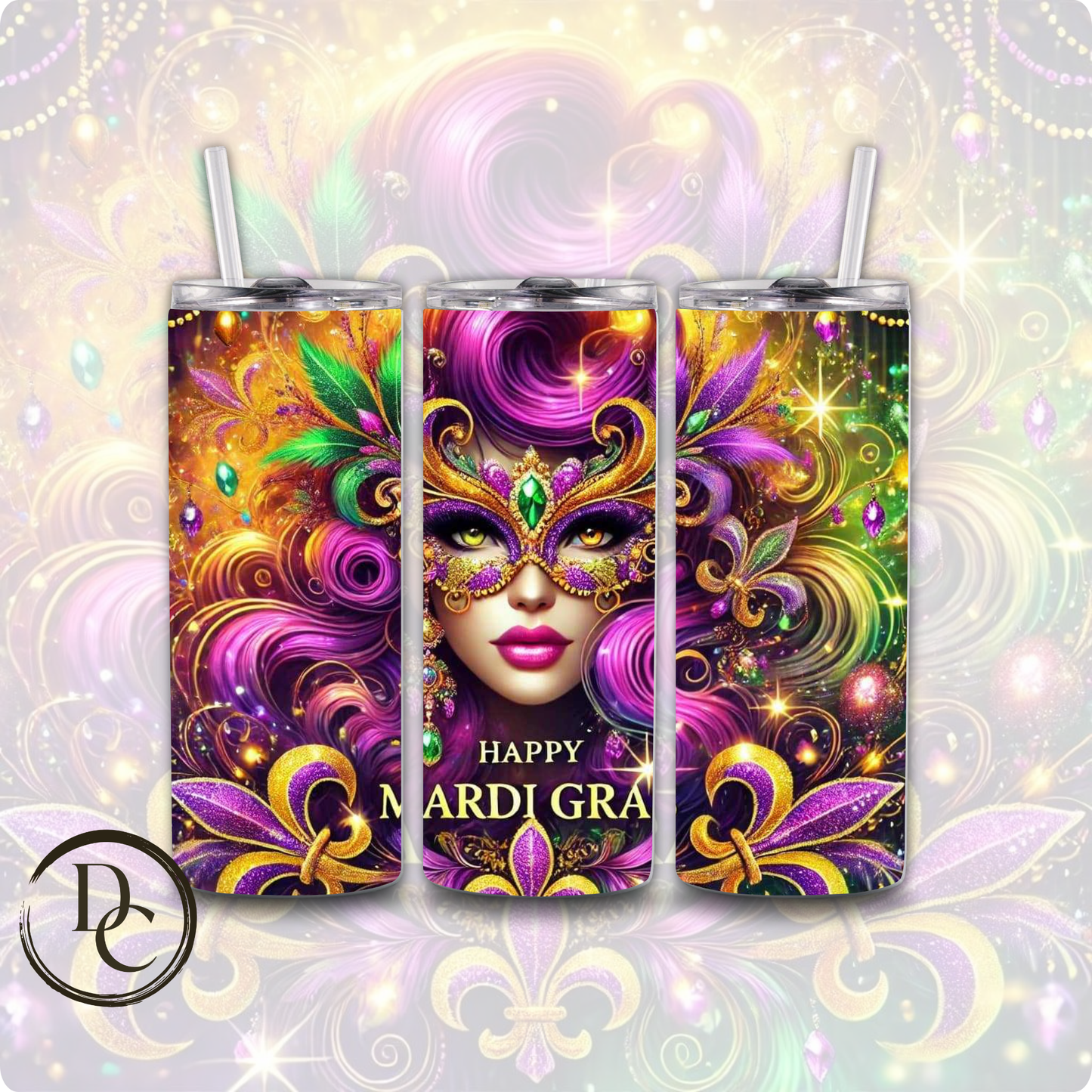 Mardi Gras 20 oz Custom Sublimation Tumbler Stainless Steel 7