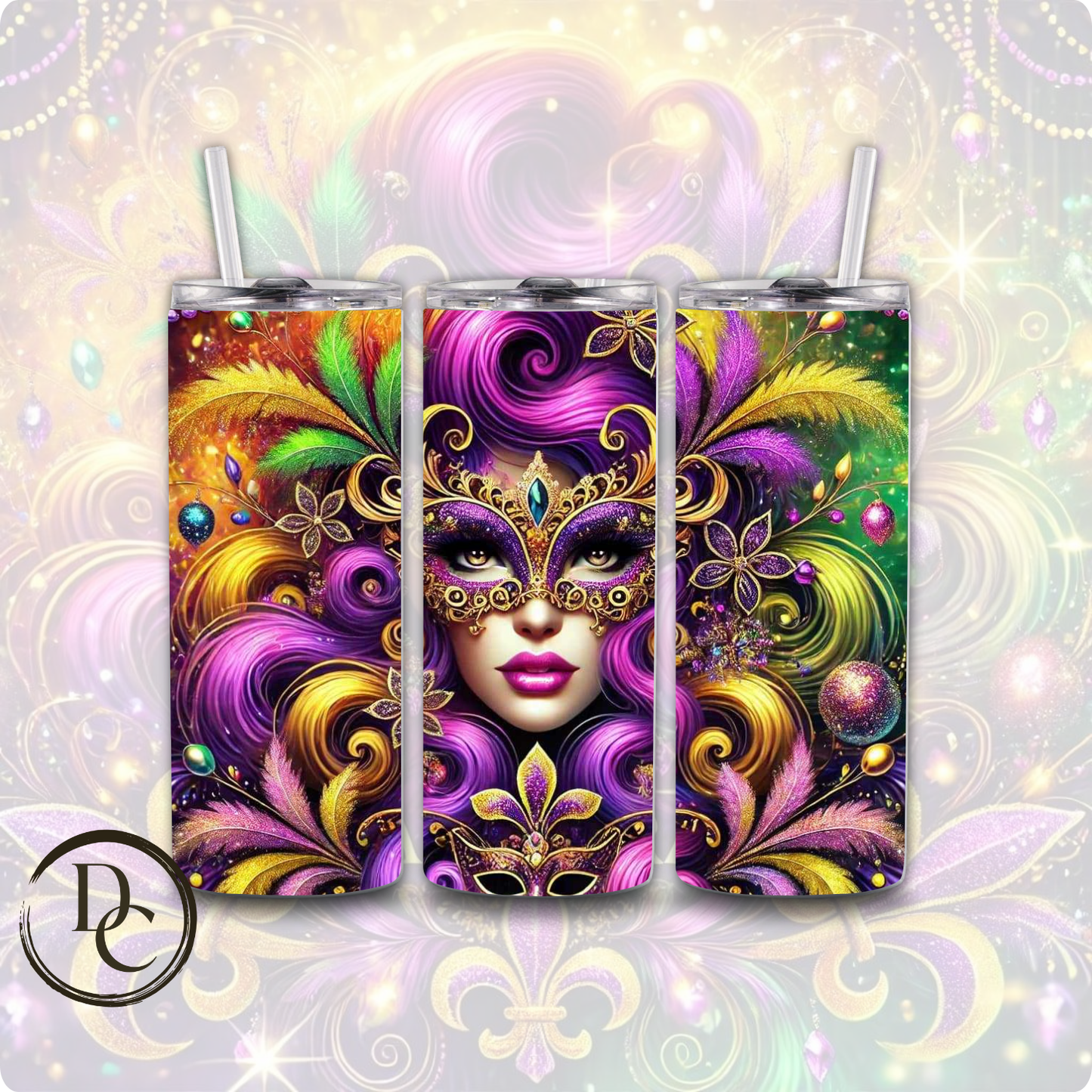 Mardi Gras 20 oz Custom Sublimation Tumbler Stainless Steel 7