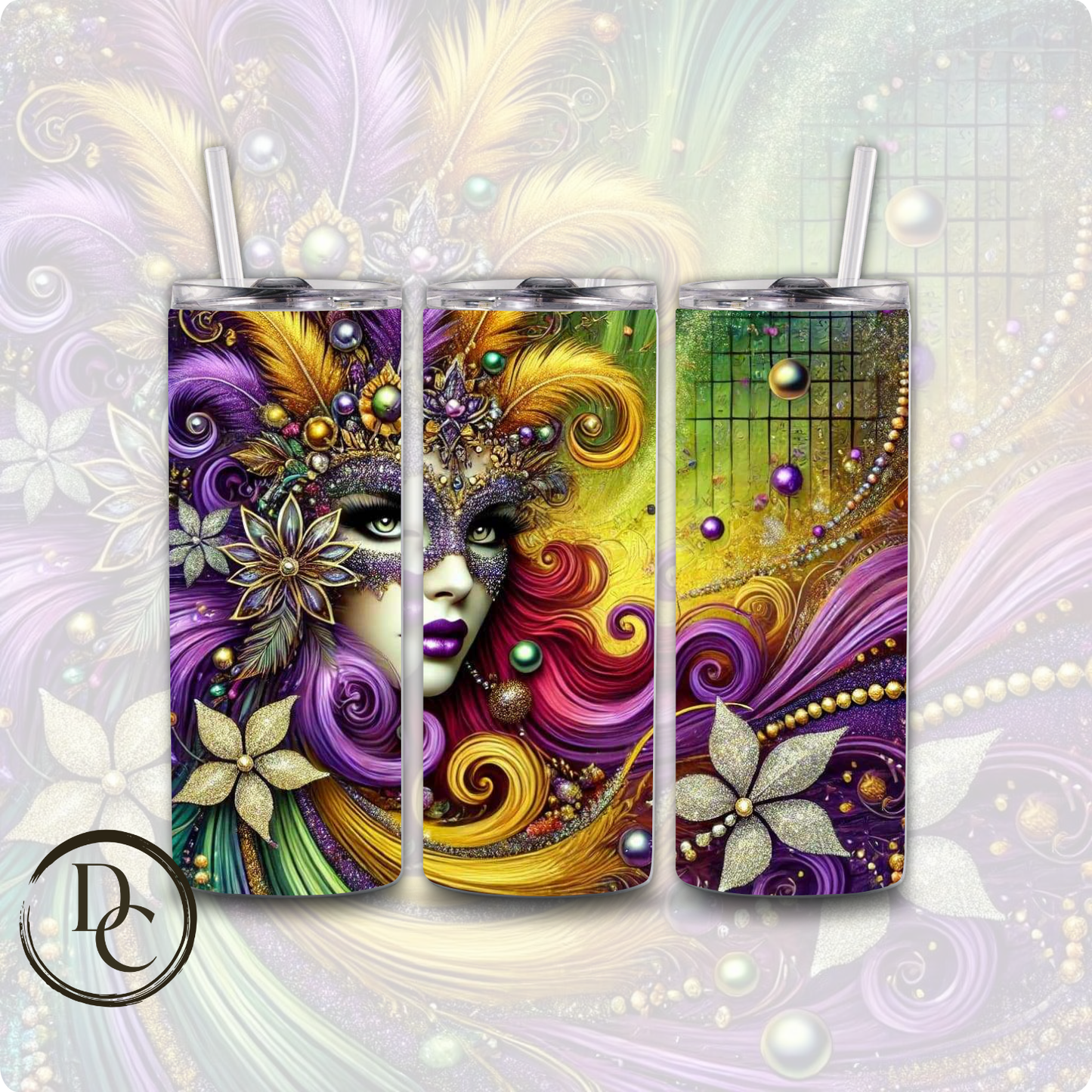 Mardi Gras 20 oz Custom Sublimation Tumbler Stainless Steel 7