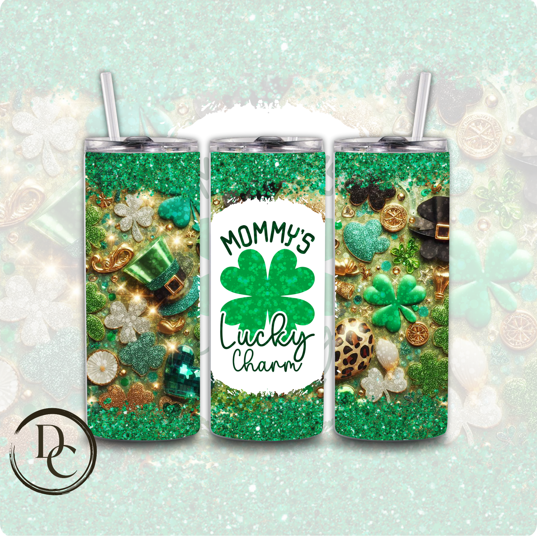 Mommy's Lucky Charm 20 oz Custom Sublimation Tumbler Stainless Steel Insulated 