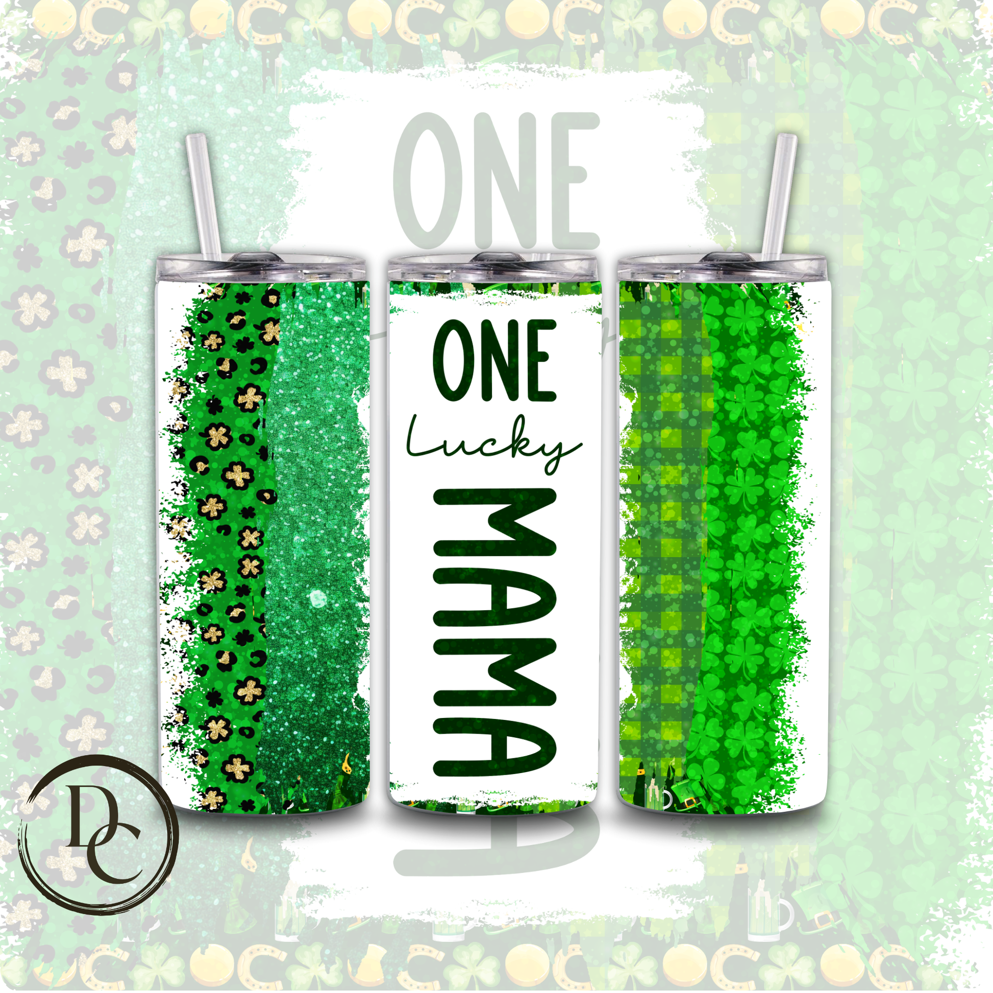 One Lucky Mama 20 oz Custom Sublimation Tumbler Stainless Steel Insulated 