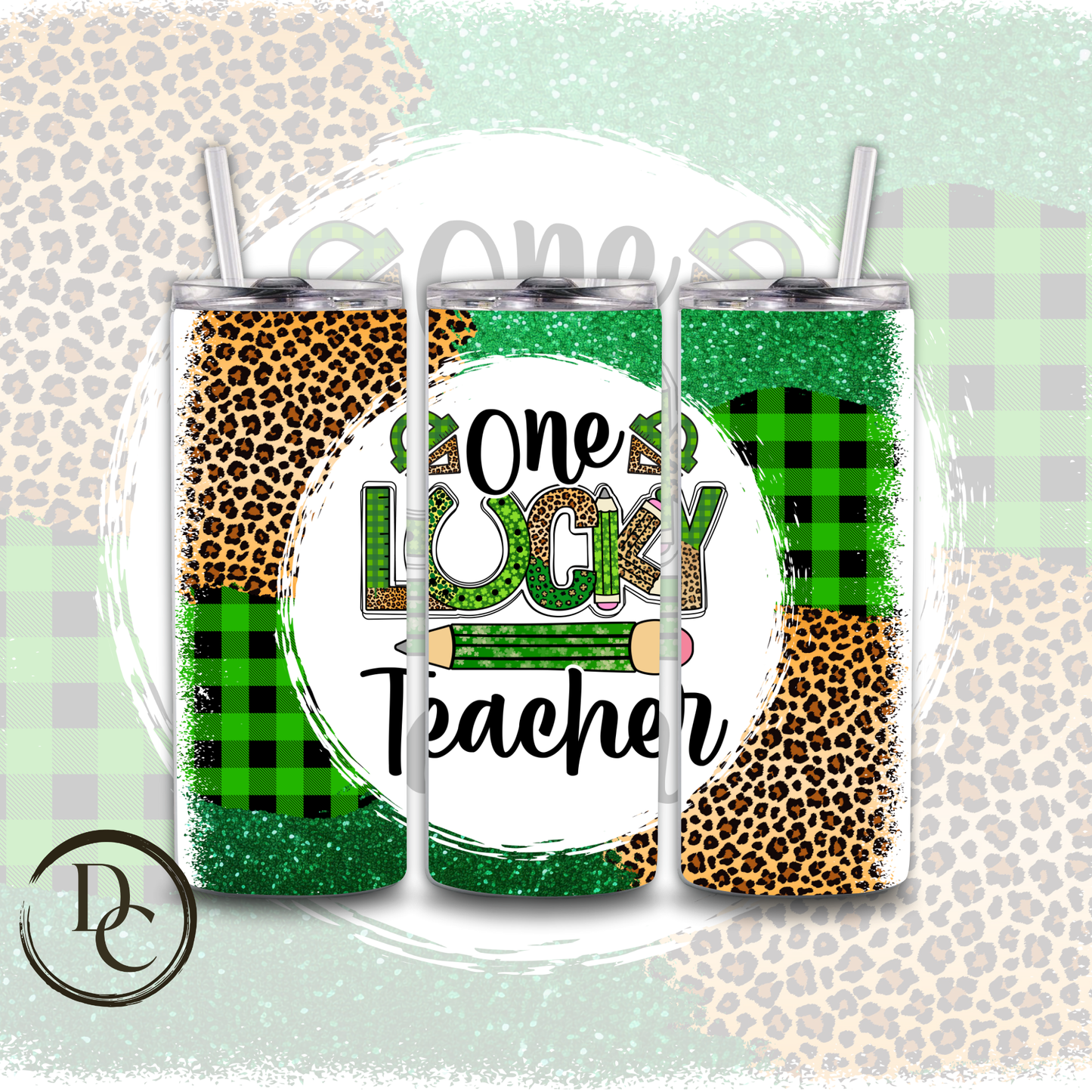 One Lucky Teacher 20 oz Custom Sublimation Tumbler Stainless Steel Insulated 