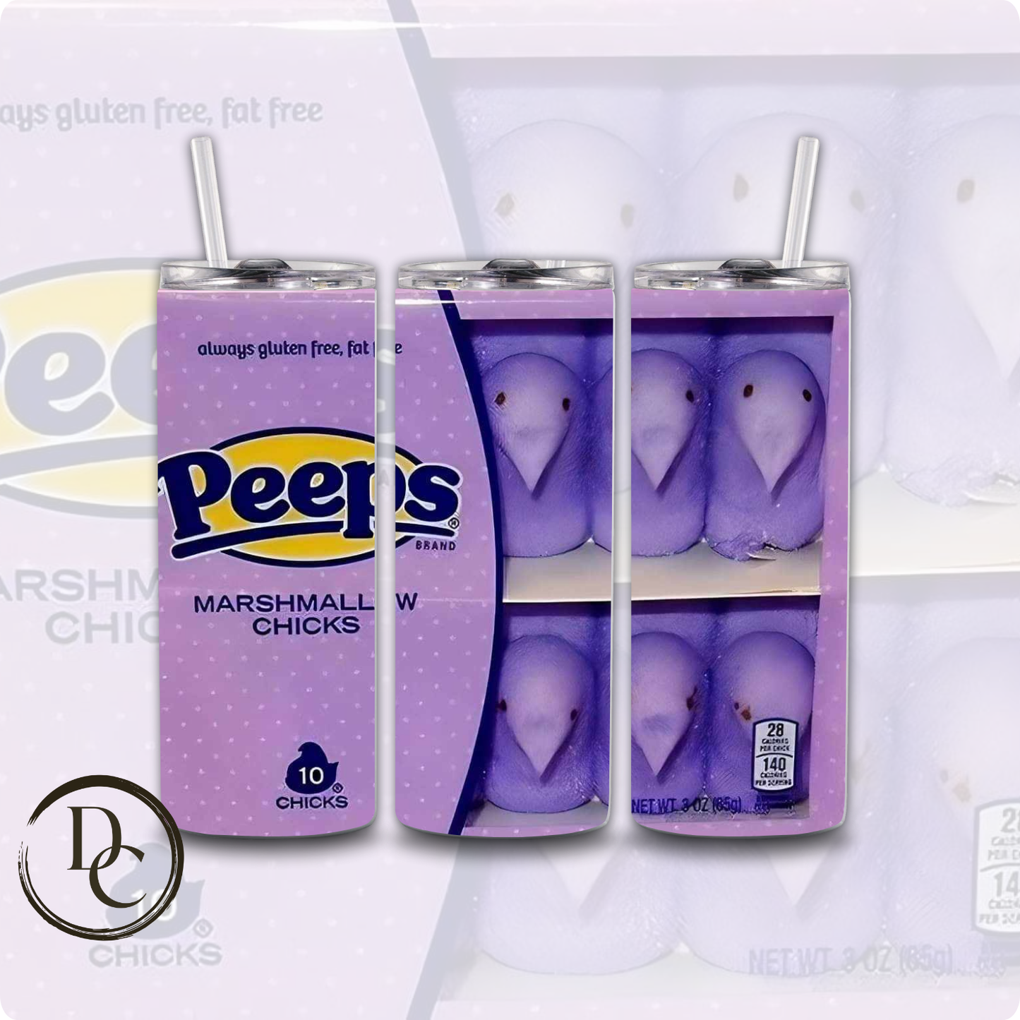 Peeps Purple Packaging 20 Oz Custom Sublimation Tumbler Stainless Steel Insulated
