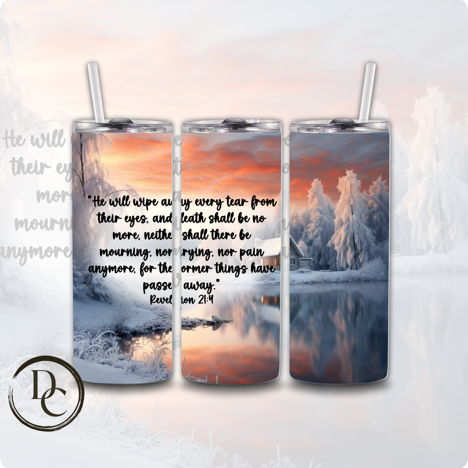 Revelation 21:4 Bible Verse Religious 20 oz Custom Sublimation Tumbler Stainless Steel Insulated 