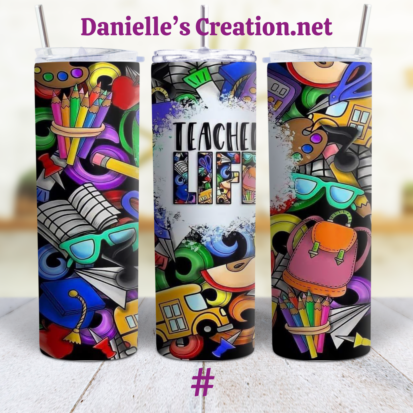 Teacher Life Teacher 20 oz Custom Sublimation Tumbler Stainless Steel 4