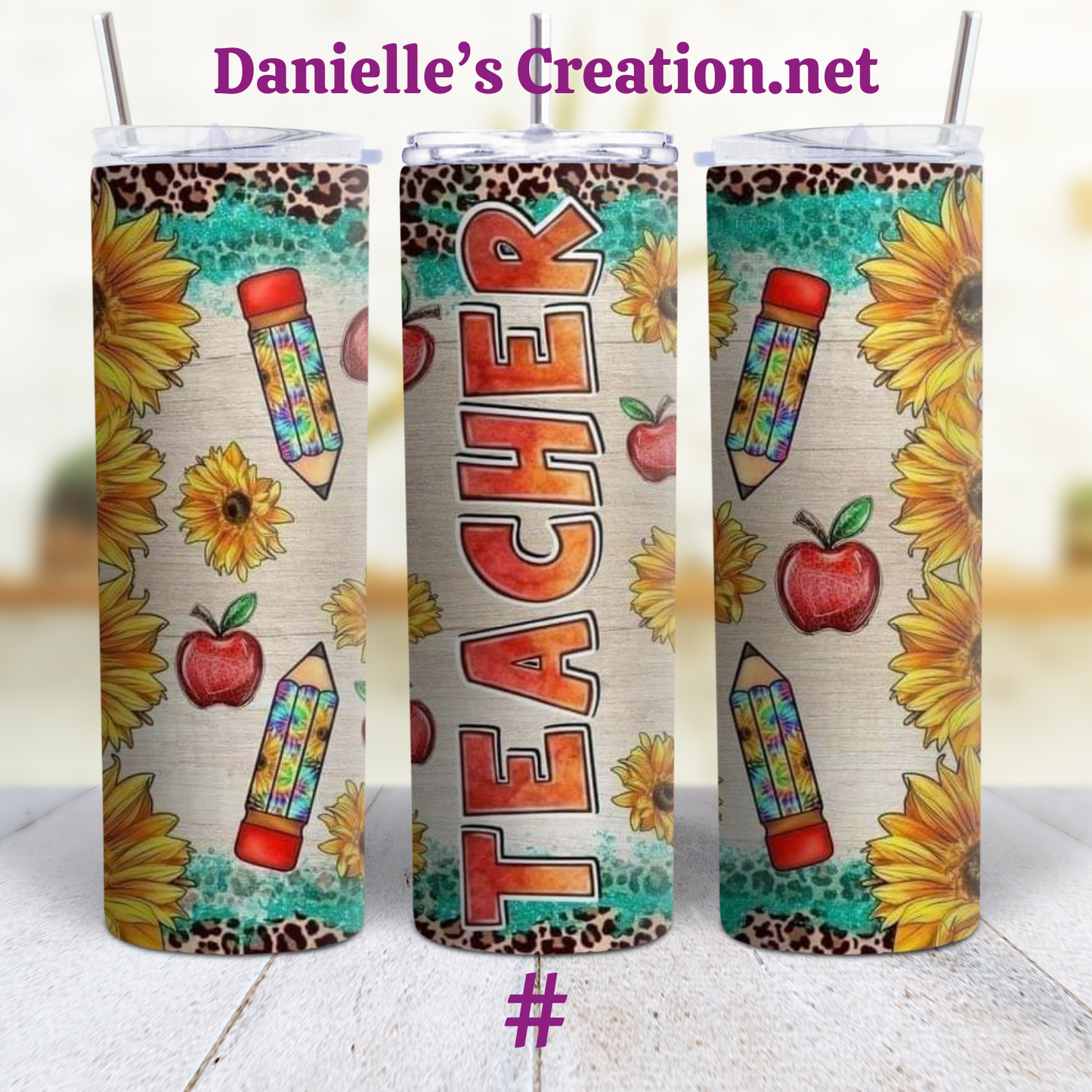 Teacher Leopard Print 20 oz Custom Sublimation Tumbler Stainless Steel 9