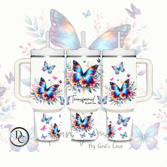 Transformed By God's Love Butterflies 30 oz & 40 Oz Custom Sublimation Tumbler Stainless Steel Insulated #3