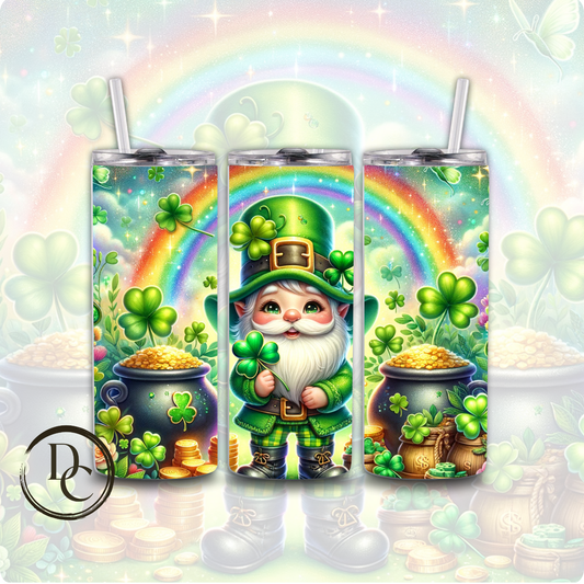 Gnomes St Patrick's Day Clover pot of Gold 20 oz Custom Sublimation Tumbler Stainless Steel Insulated 1