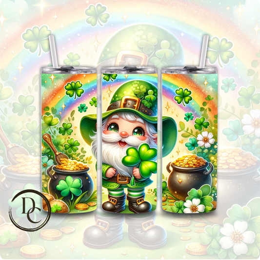 Gnomes St Patrick's Day Clover pot of Gold 20 oz Custom Sublimation Tumbler Stainless Steel Insulated 2