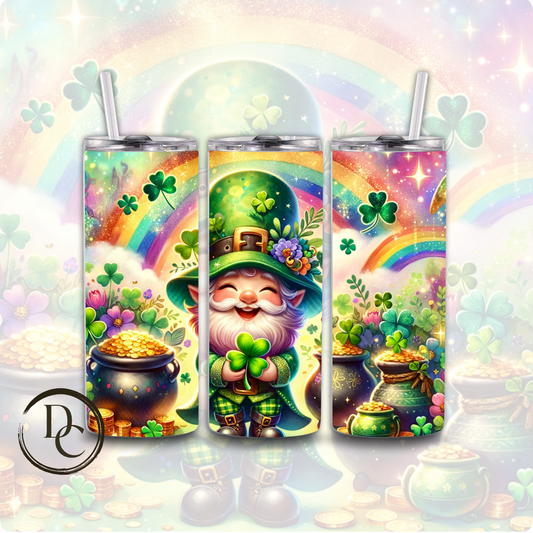 Gnomes St Patrick's Day Clover pot of Gold 20 oz Custom Sublimation Tumbler Stainless Steel Insulated 4