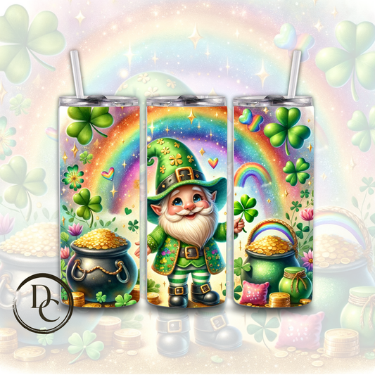 Gnomes St Patrick's Day Clover pot of Gold 20 oz Custom Sublimation Tumbler Stainless Steel Insulated 8